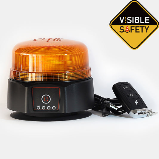 Compact 360° Rechargeable Amber Beacon + Remote Control
