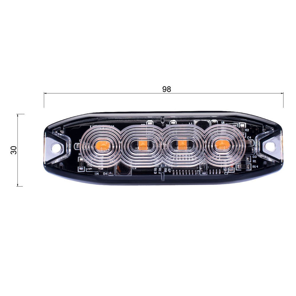 Super Slim Surface Mount Amber Light 4 LEDs