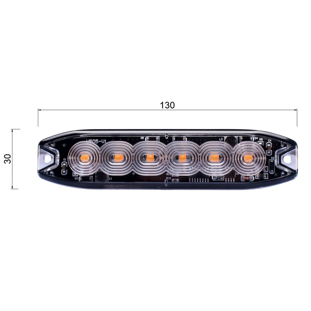 Super Slim Surface Mount Amber Light 6 LEDs