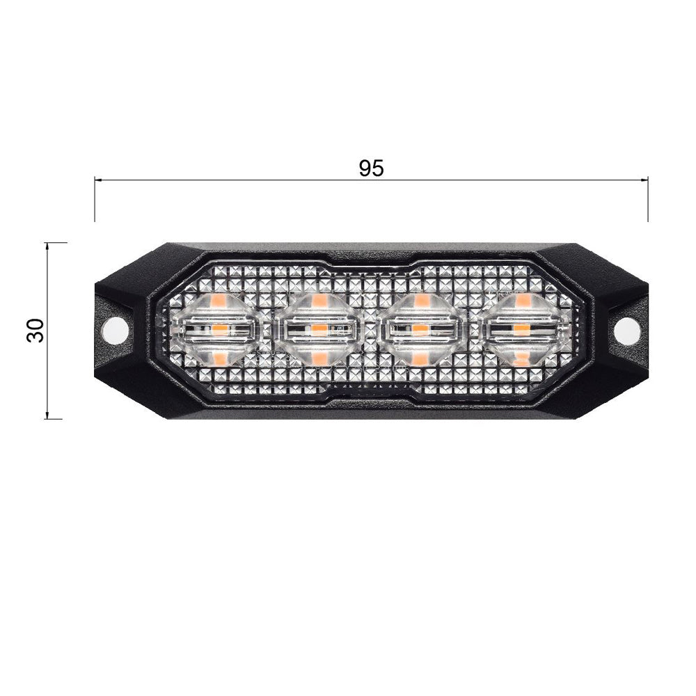 Rugged Surface Mount Amber Light 4 LEDs