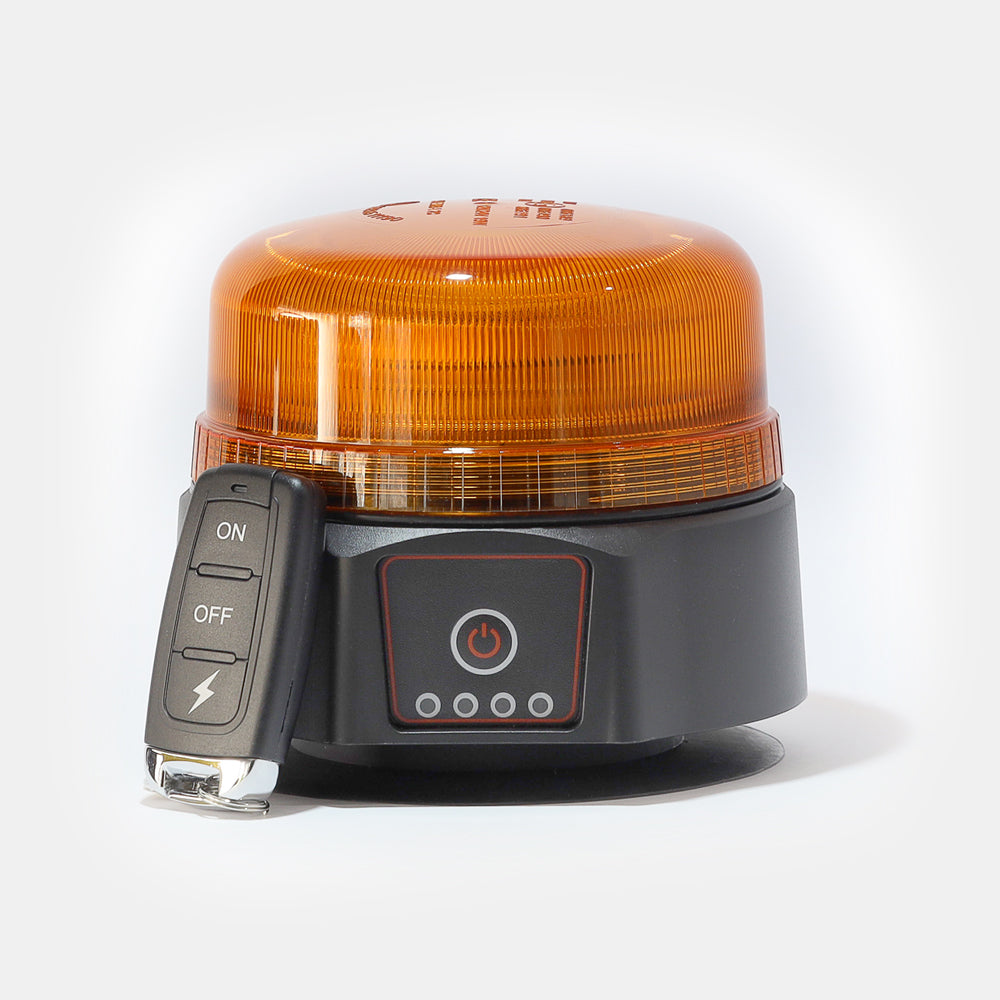 Compact 360° Rechargeable Amber Beacon + Remote Control