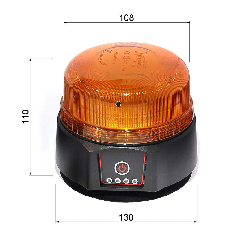 Compact 360° Rechargeable Amber Beacon + Remote Control