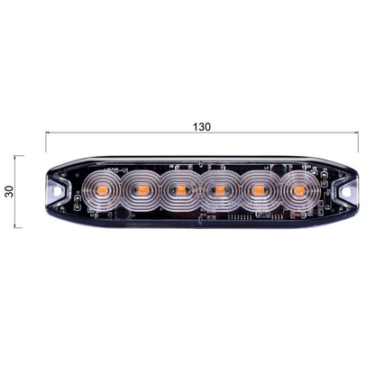 Super Slim Surface Mount Amber Light 6 LEDs