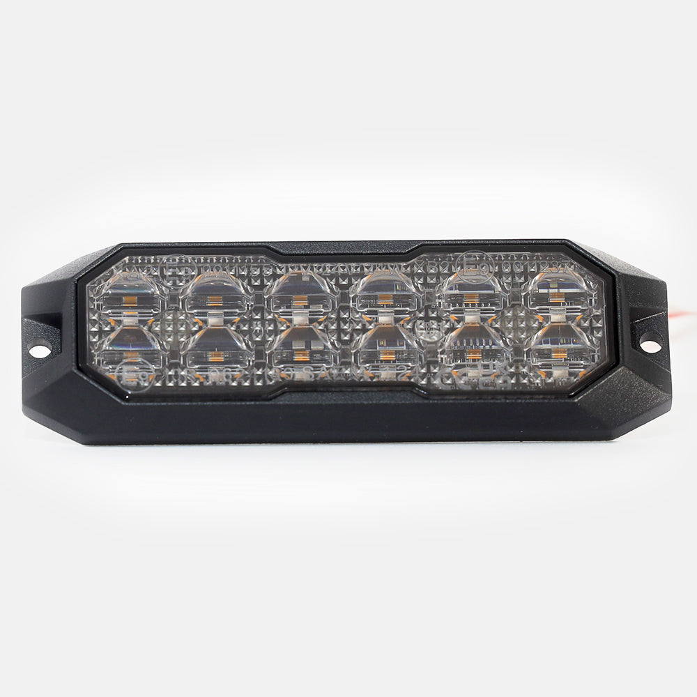 Rugged Surface Mount Amber Light 12 LEDs - Smoked Lens