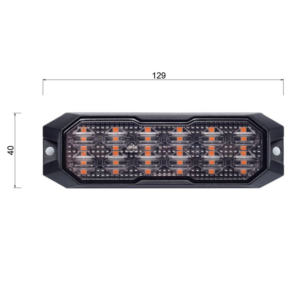 Rugged Surface Mount Amber Light 12 LEDs - Smoked Lens